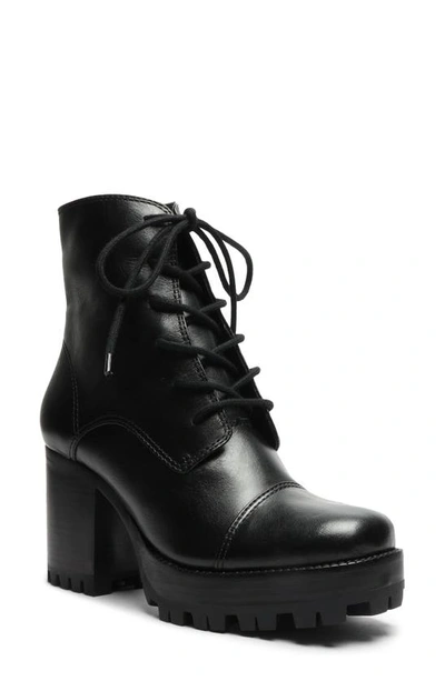 Shop Schutz Jeannie Lace-up Platform Boot In Black Leather