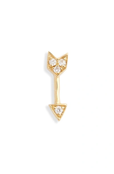 Shop Maria Tash Diamond Arrow Single Stud Earring In Yellow Gold
