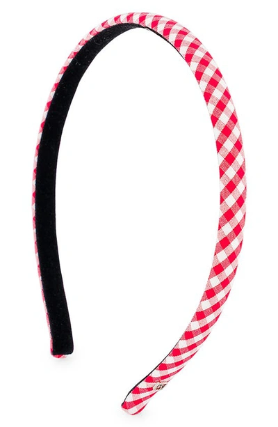 Shop Alexandre De Paris Gingham Headband In Red And White