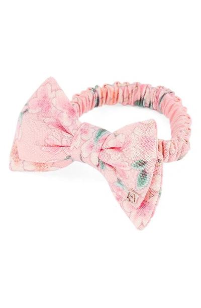 Shop Alexandre De Paris Flowered Bow Scrunchie In Pink