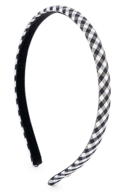 Shop Alexandre De Paris Gingham Headband In Black And White