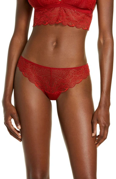 Shop Madewell Lace Tanga In Scarlet