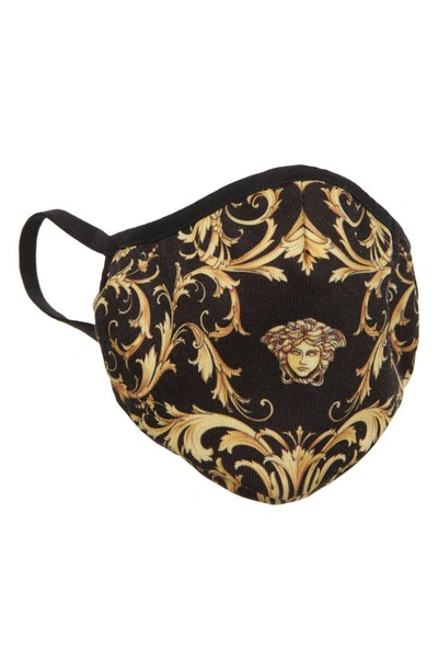 Shop Versace Barocco Adult Face Mask In Black+gold