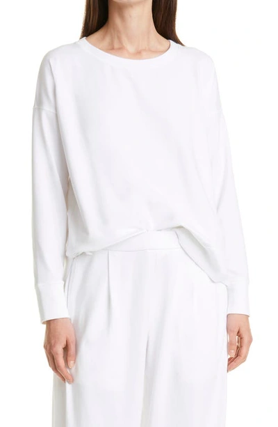 Shop Eileen Fisher Crewneck High-low Sweatshirt In White