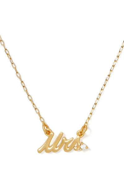 Shop Kate Spade Mrs. Pendant Necklace In Clear/ Gold