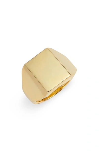 Shop Argento Vivo Sterling Silver Square Signet Ring In Gold