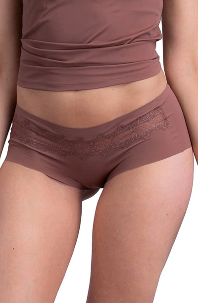 Shop Uwila Warrior Happy Seams Lace Trim Seamless Briefs In Toffee