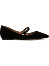 Tabitha Simmons Hermione Velvet Point Toe Mary Jane Flats In Black