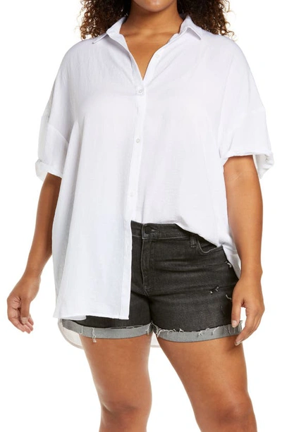Shop Treasure & Bond Button-up Tunic Shirt In White