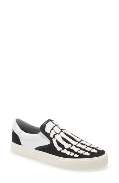 Shop Amiri Skel Toe Slip-on Sneaker In Black / White