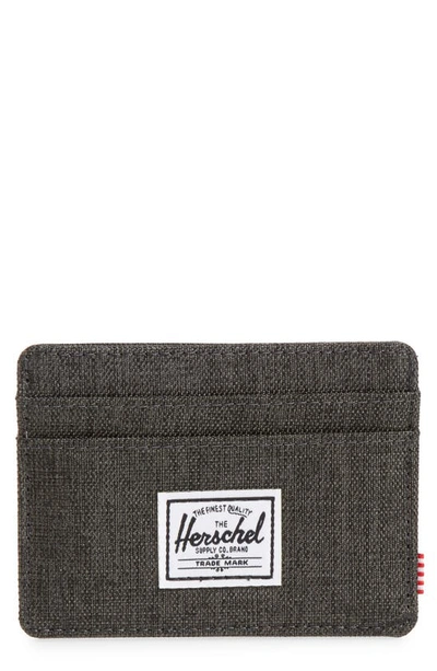 Shop Herschel Supply Co Charlie Rfid Card Case In Black Crosshatch