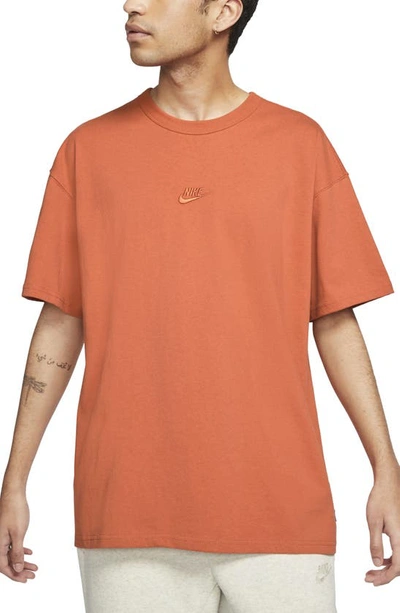 Shop Nike Sportswear Oversize Embroidered Logo T-shirt In Light Sienna