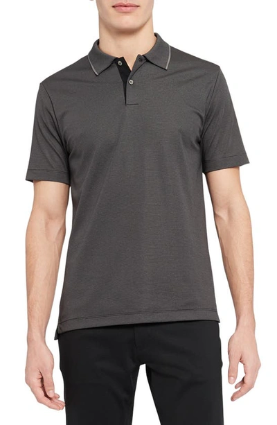 Shop Theory Standard Short Sleeve Knit Polo In Black/ Dark Grey