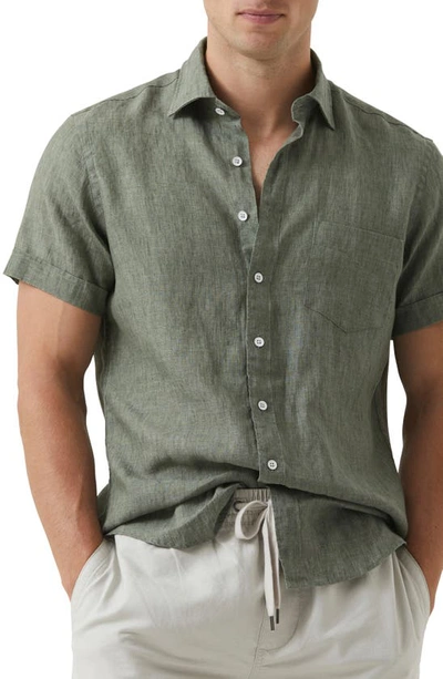Shop Rodd & Gunn Regular Fit Ellerslie Linen Shirt In Olive