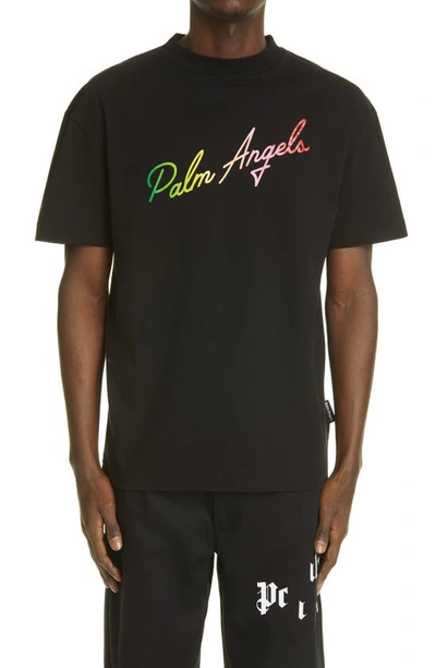 Shop Palm Angels Miami Logo Graphic Tee In Black Multicolor