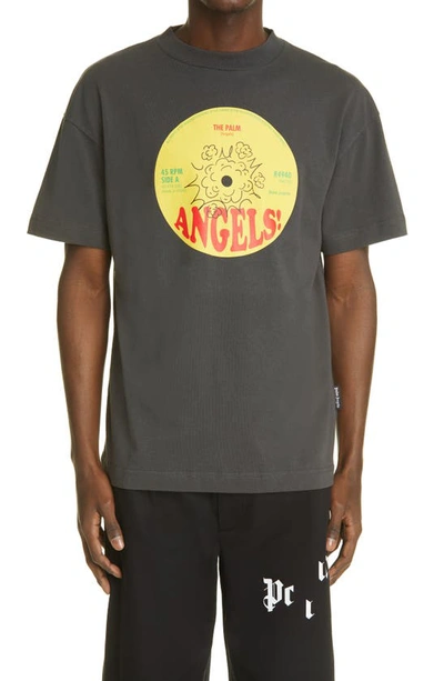 Shop Palm Angels Records Graphic Tee In Black Yellow
