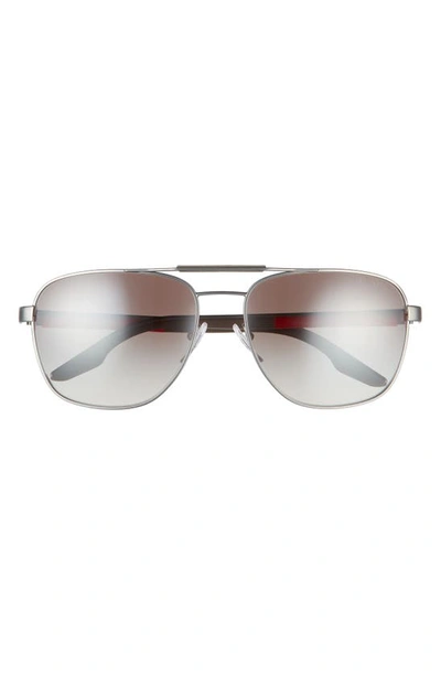 Shop Prada 60mm Mirrored Navigator Sunglasses In Gunmetal/ Grey Mirror Grad