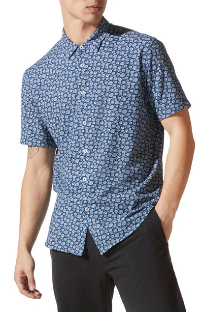 Shop Good Man Brand Flex Pro Slim Fit Print Short Sleeve Button-up Shirt In Lyons Blue Daisy Pop