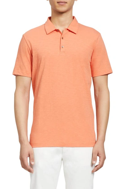 Shop Theory Bron C Cosmos Slub Polo In Vivid Coral