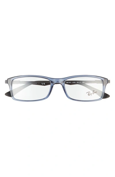 Shop Ray Ban 54mm Rectangular Blue Light Blocking Glasses In Blue/ Clear