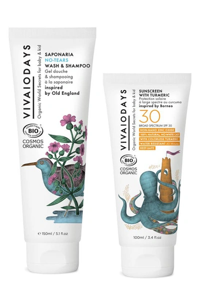 Shop Vivaiodays Organic Summer Care Duo Baby 2-in-1 Wash & Sunscreen Set In Multi