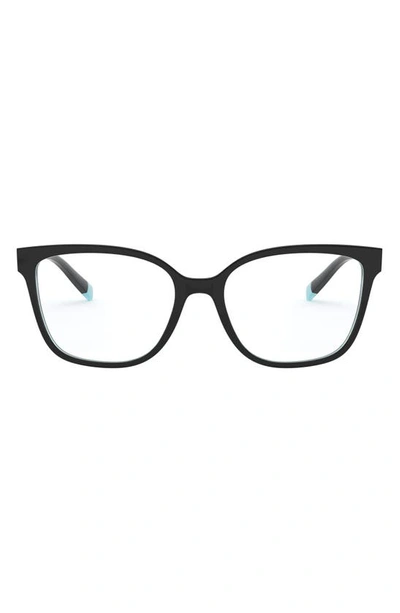 Shop Tiffany & Co 54mm Optical Glasses In Black Blue/ Silver