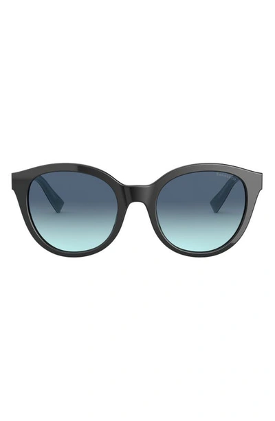 Shop Tiffany & Co 52mm Gradient Cat Eye Sunglasses In Black/ Azure Gradient Blue