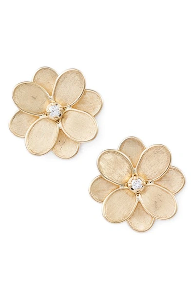 Shop Marco Bicego Petali Diamond Flower Stud Earrings In Yellow Gold