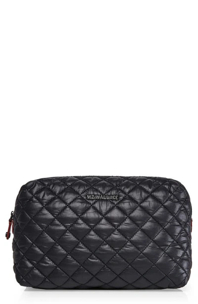 Shop Mz Wallace Mica Quilted Nylon Cosmetics Case In Black
