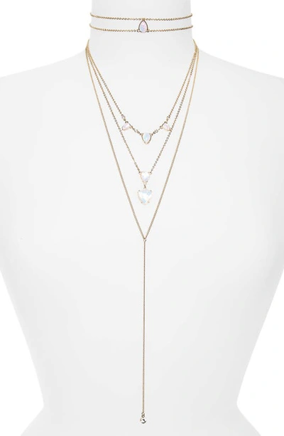 Shop Topshop Glitter Stone Multirow Combination Necklace In White