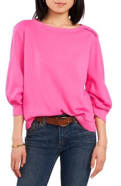 Shop Vince Camuto Puff Sleeve Top In Bright Hibiacus