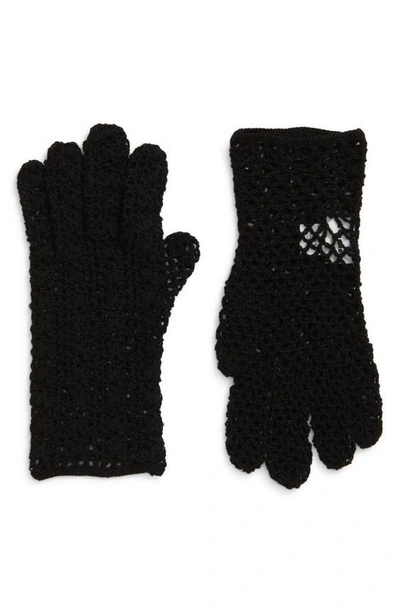 Shop Seymoure Crochet Wool Gloves In Black