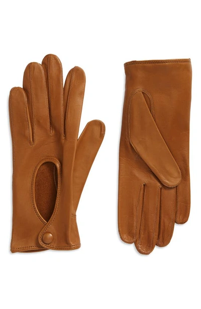 Shop Seymoure Washable Leather Driver Gloves In Camel