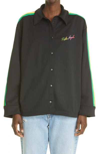 Shop Palm Angels Miami Logo Track Shirt In Black Multi