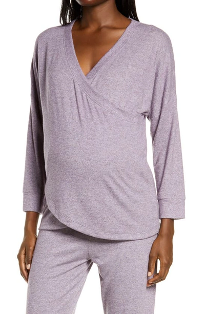 Shop Belabumbum Anytime Nursing/maternity Sweatshirt In Plum Marl