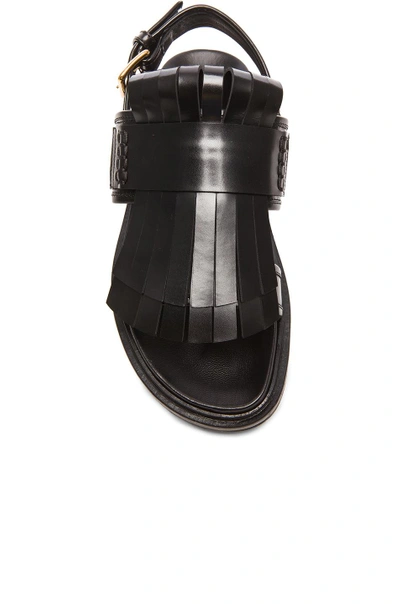 Shop Marni Loafer Fussbett Leather Sandals In Coal