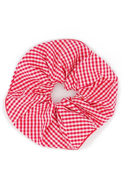 Shop Alexandre De Paris Gingham Scrunchie In Red And White