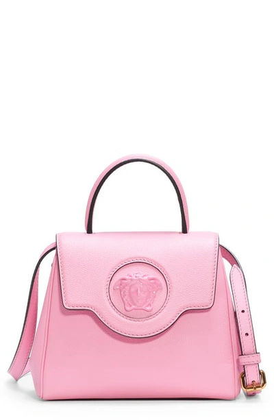 Shop Versace Small La Medusa Leather Satchel In Pink
