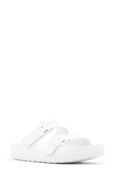 Shop Aldo Eteiven Slide Sandal In White Faux Leather