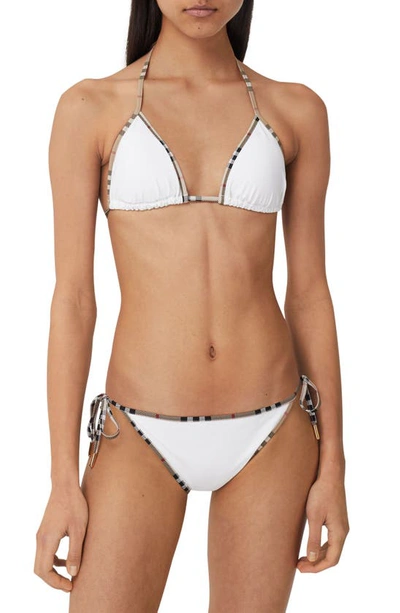 Shop Burberry Mata Check Trim Two-piece Swimsuit In White