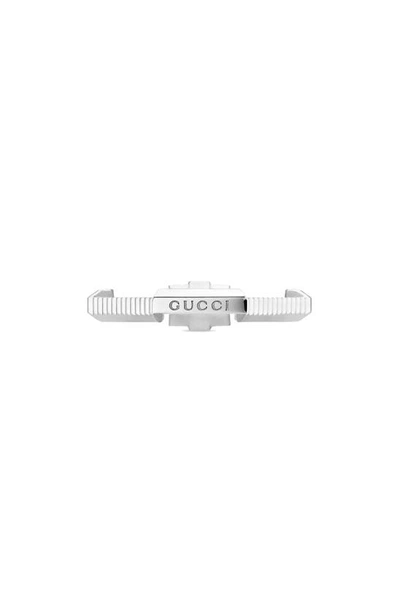 Shop Gucci Link To Love Baguette Diamond Ring In D.26 18kw