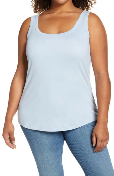 Shop Caslonr Caslon Melody Ribbed Scoop Neck Tank In Blue Cashmere