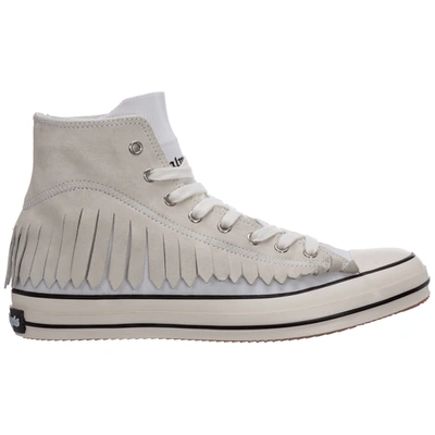 Shop Palm Angels Men's Shoes High Top Suede Trainers Sneakers Fringe In White