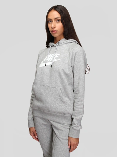 Shop Nike W Essential Fleece Pullover Hoodie In Grey/white