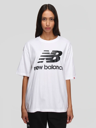 Shop New Balance Nb Essentials Stacked Logo Tee In White