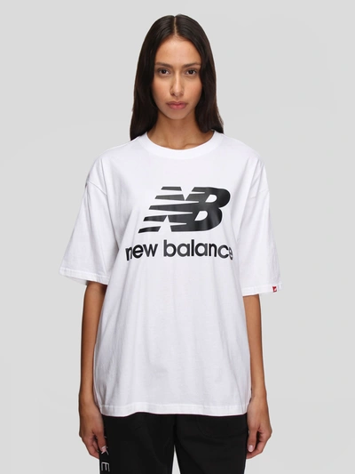 New Balance Nb Essentials Stacked Logo Tee In White