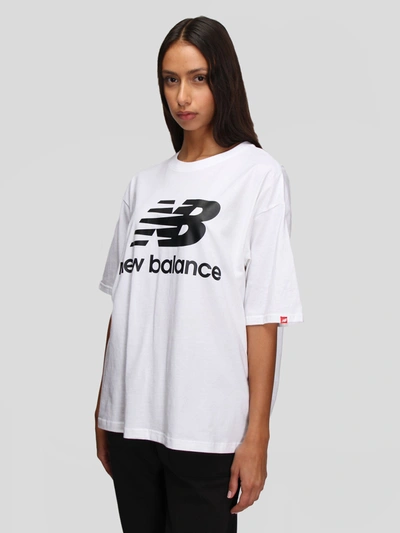 New Balance Nb Essentials Stacked Logo Tee In White