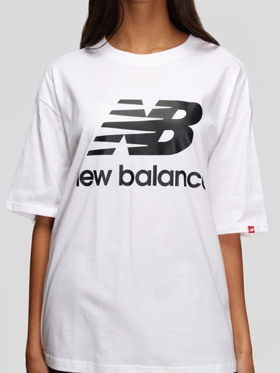 New Balance Nb Essentials Stacked Logo Tee In White