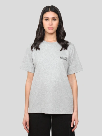 Shop Ganni Thin Software Jersey T-shirt In Paloma Melange