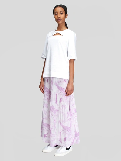 Ganni Watercolor Print Pleated Georgette Skirt In Orchid Bloom | ModeSens